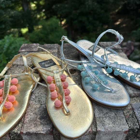 Deloris & Maxine Metallic PomPom Sandals - Picture 5 of 5